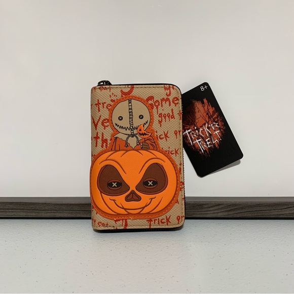 Loungefly Trick 'r Treat Sam Pumpkin Mini Backpack & Zip-Around Wallet - Picture 9 of 13